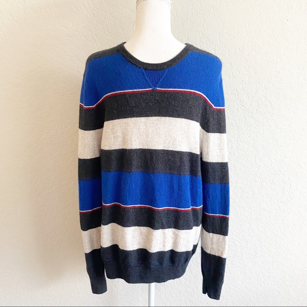 Men's 1901 Marino Wool Cashmere Striped Sweater L